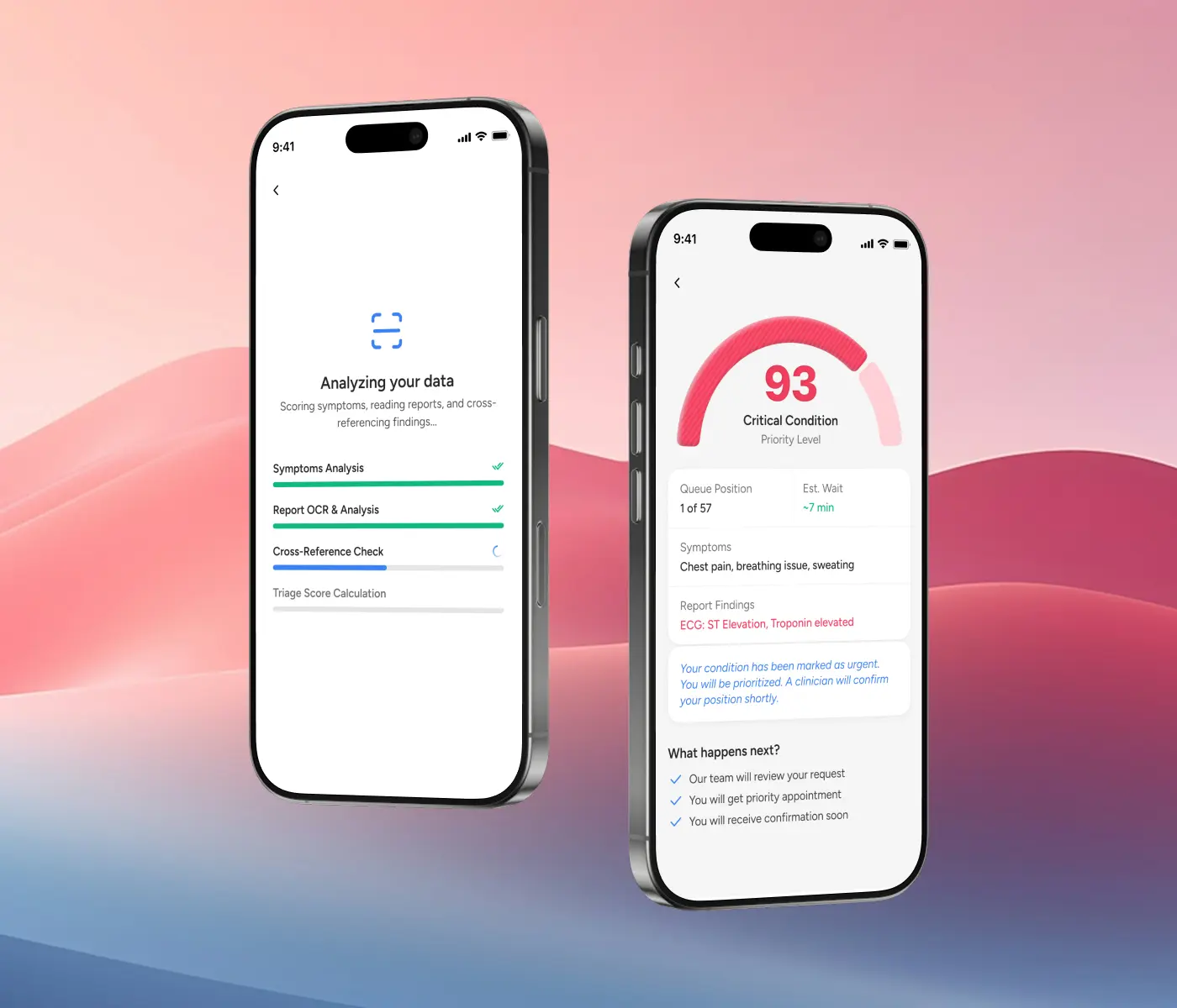 AI Triage Layer, uploaded report being analyzed