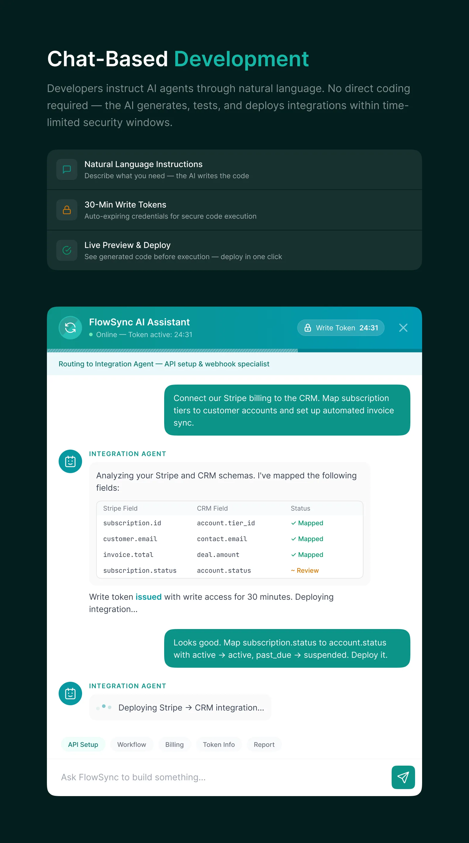 Integration Copilot, chat based integration setup