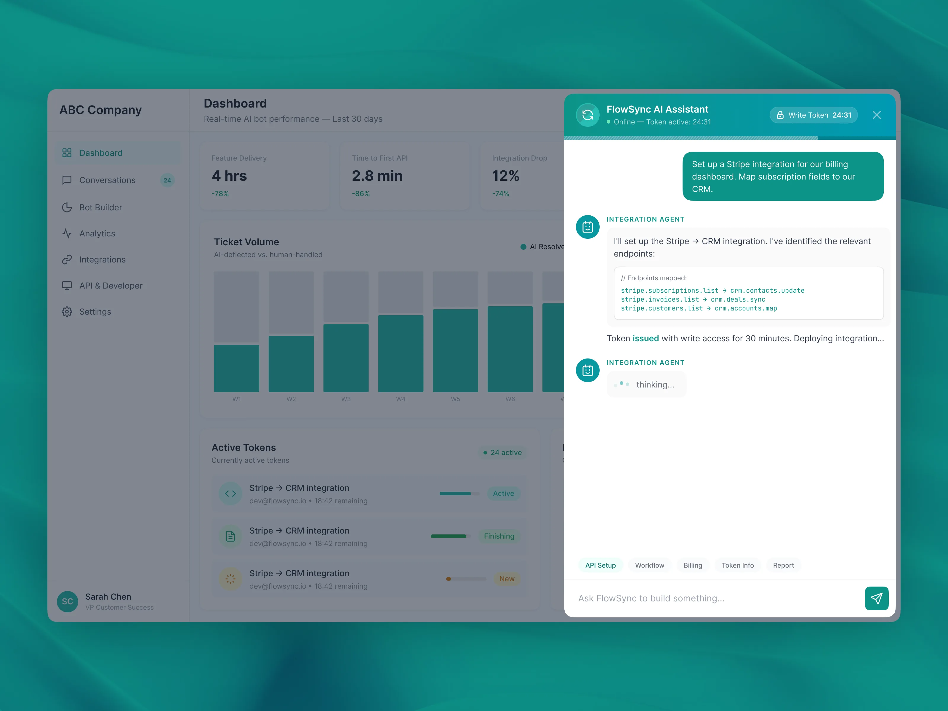 Integration Copilot, scoped token request